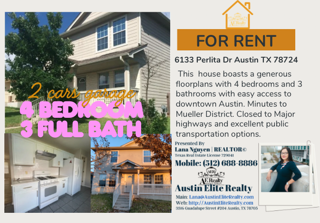 Four-bedroom rental home at 6133 Perlita in Central East Austin